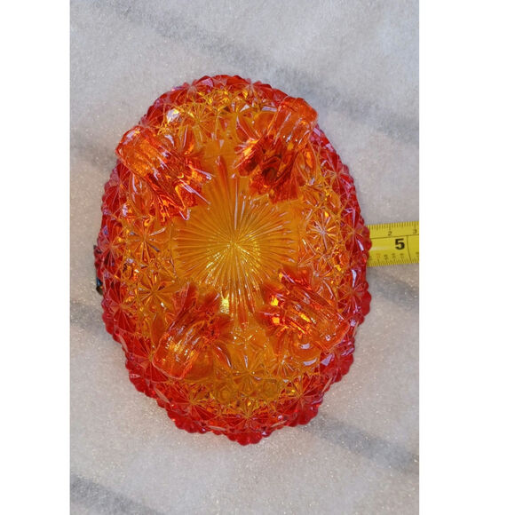 Vintage LG Wright Amberina Daisy and Button 4 Footed Bowl - Picture 8 of 8